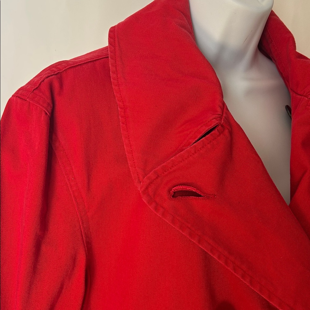 Ralph Lauren Woman’s Size Large Red Double Breasted Denim Pea Coat - Picture 12 of 12